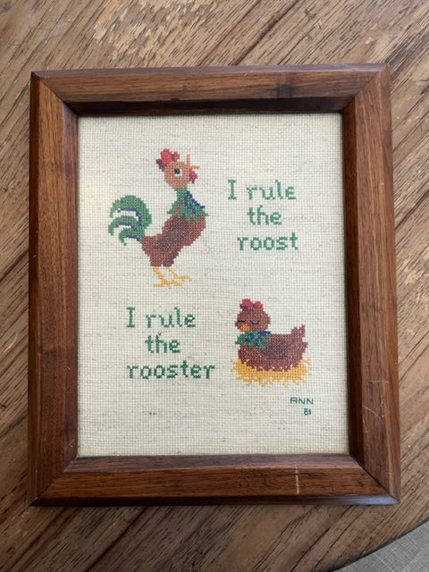 10x12 Rooster Framed Cross stitch